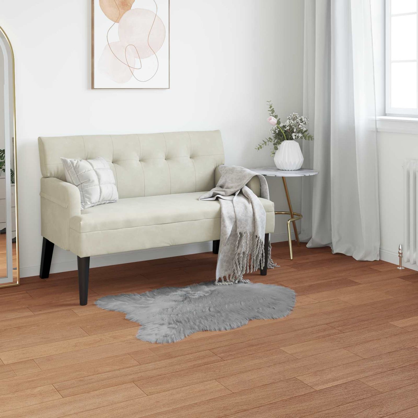 Tapis en fausse fourrure Tafalla gris 50 x 80 cm Polyester