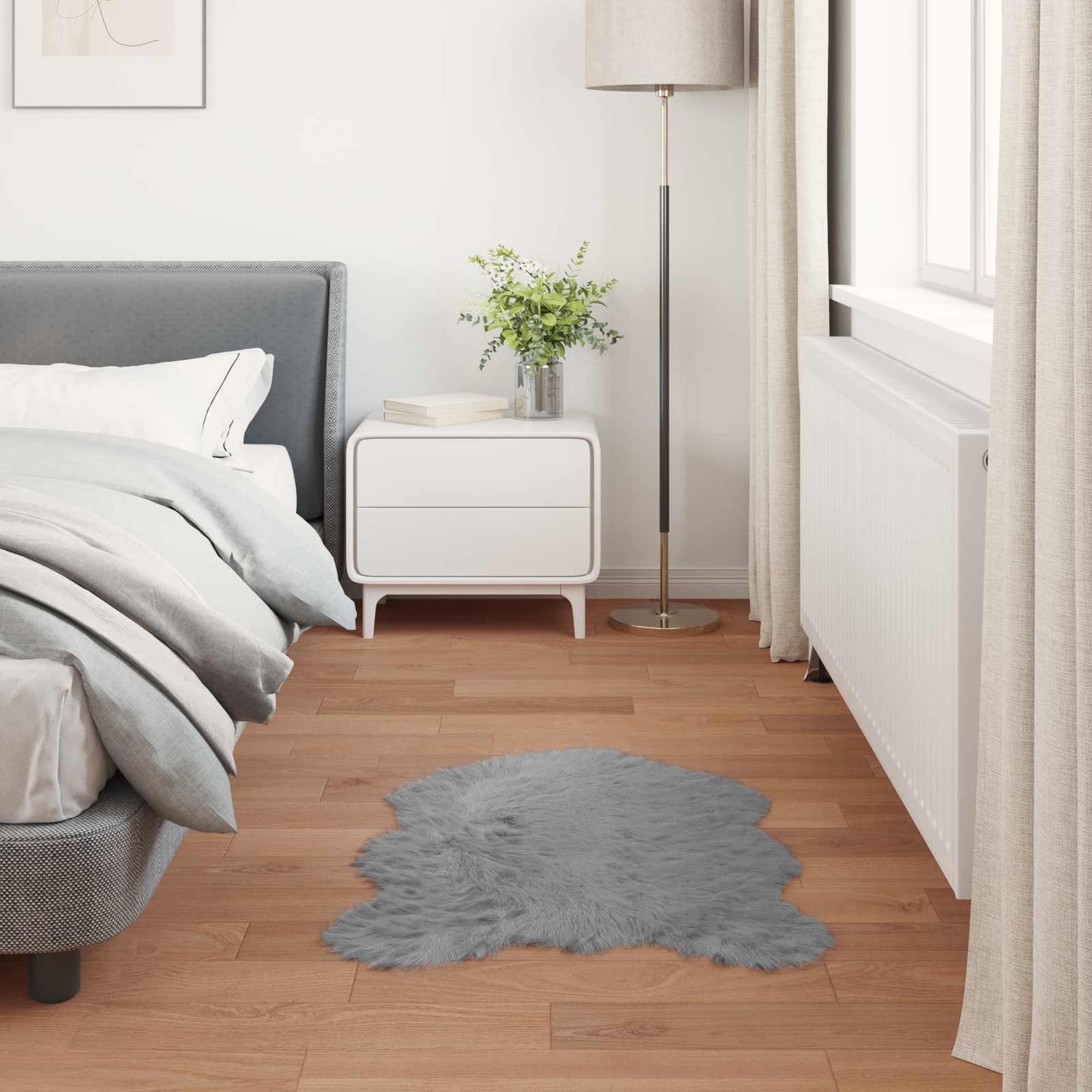 Tapis imitation fourrure Tafalla Gris 60 x 90 cm Polyester