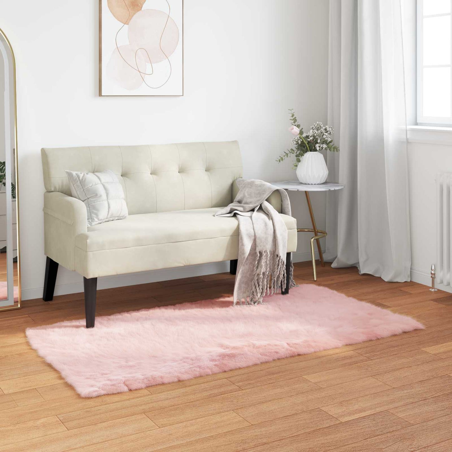 Faux Sheepskin Rug Tafalla Pink 60 x 110 cm Polyester