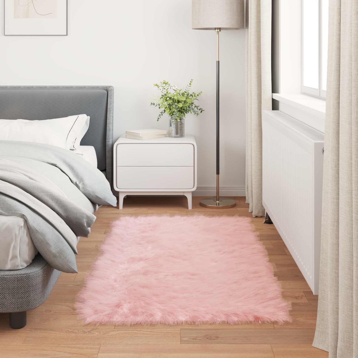 Faux Sheepskin Rug Tafalla Pink 60 x 110 cm Polyester