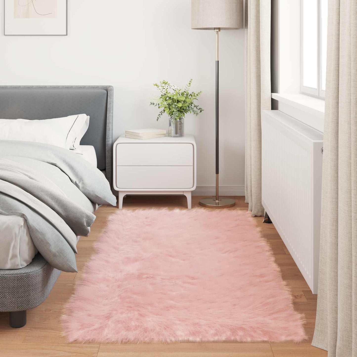 Tapis peau de mouton synthétique Tafalla Rose 80 x 200 cm Polyester
