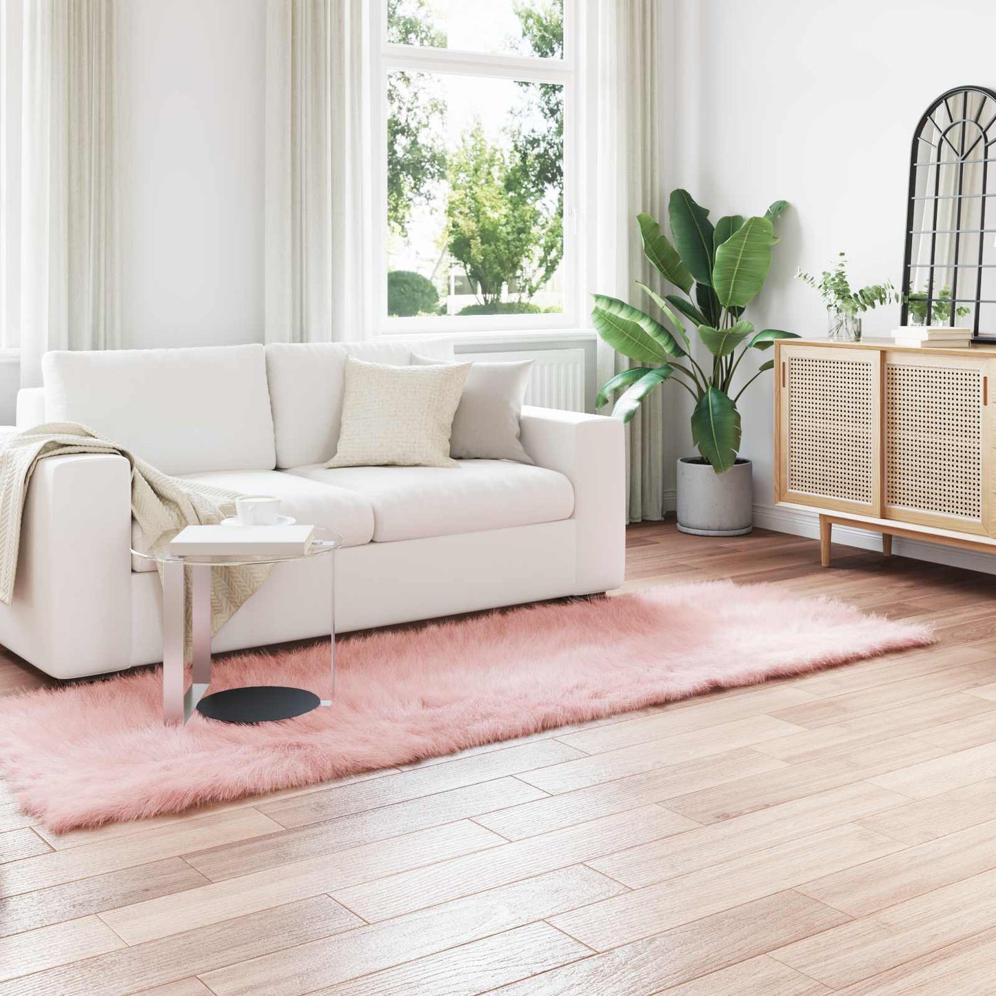 Tapis en peau de mouton synthétique Tafalla Rose 80 x 250 cm Polyester