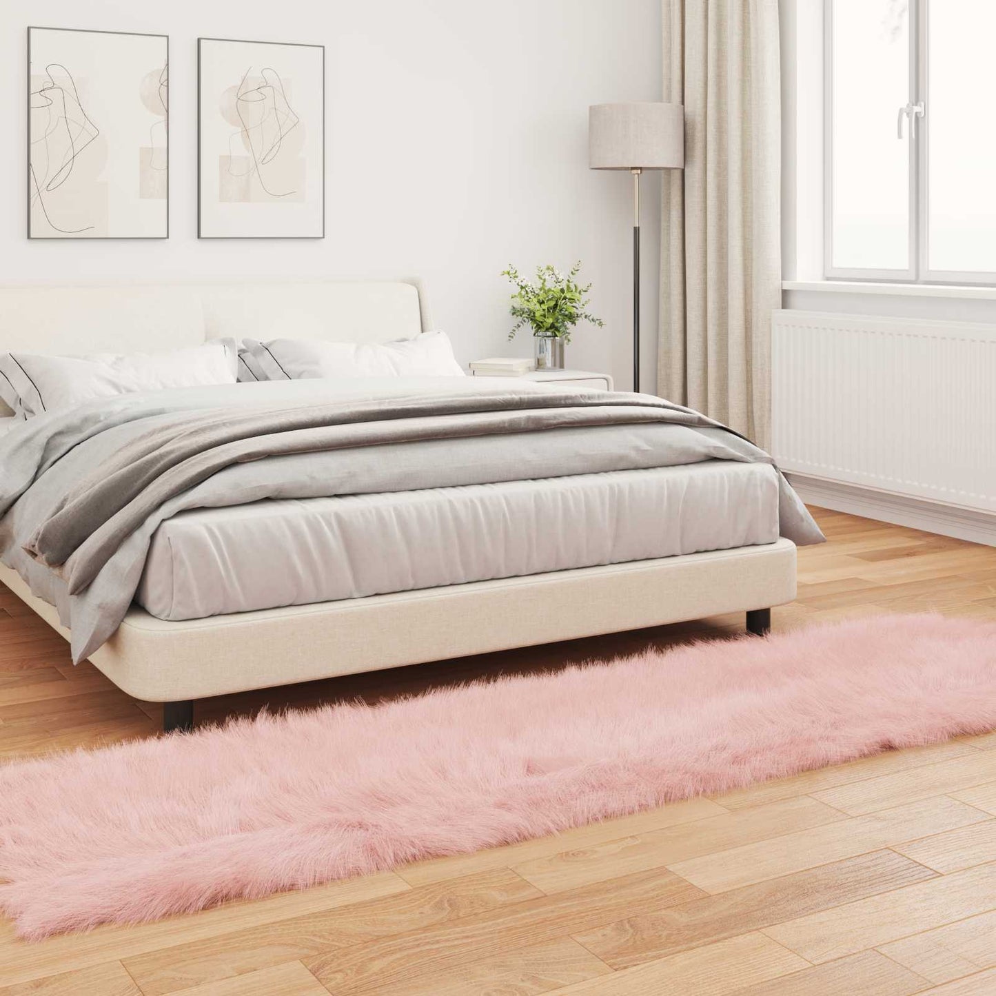 Tapis en peau de mouton synthétique Tafalla Rose 80 x 250 cm Polyester