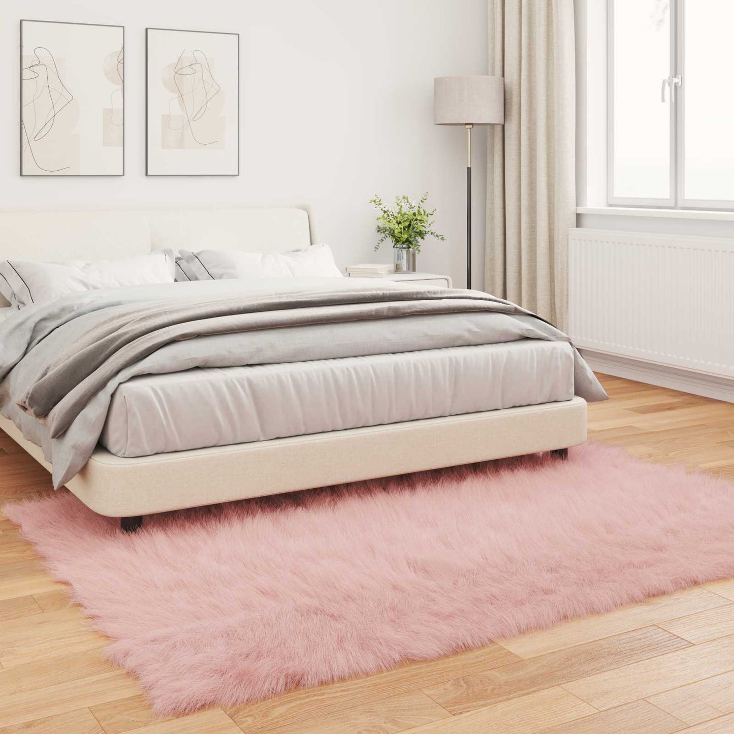 Faux Sheepskin Rug Tafalla Pink 160 x 230 cm Polyester