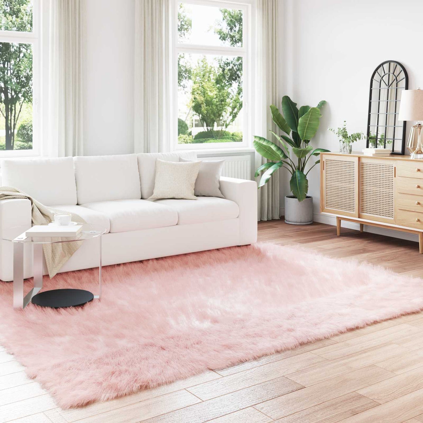 Tapis en fausse fourrure Tafalla Rose 240 x 340 cm Polyester