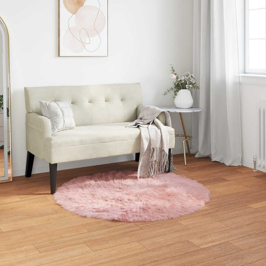 Kunstschaffell Teppich Tafalla Rosa Ø 100 cm Polyester