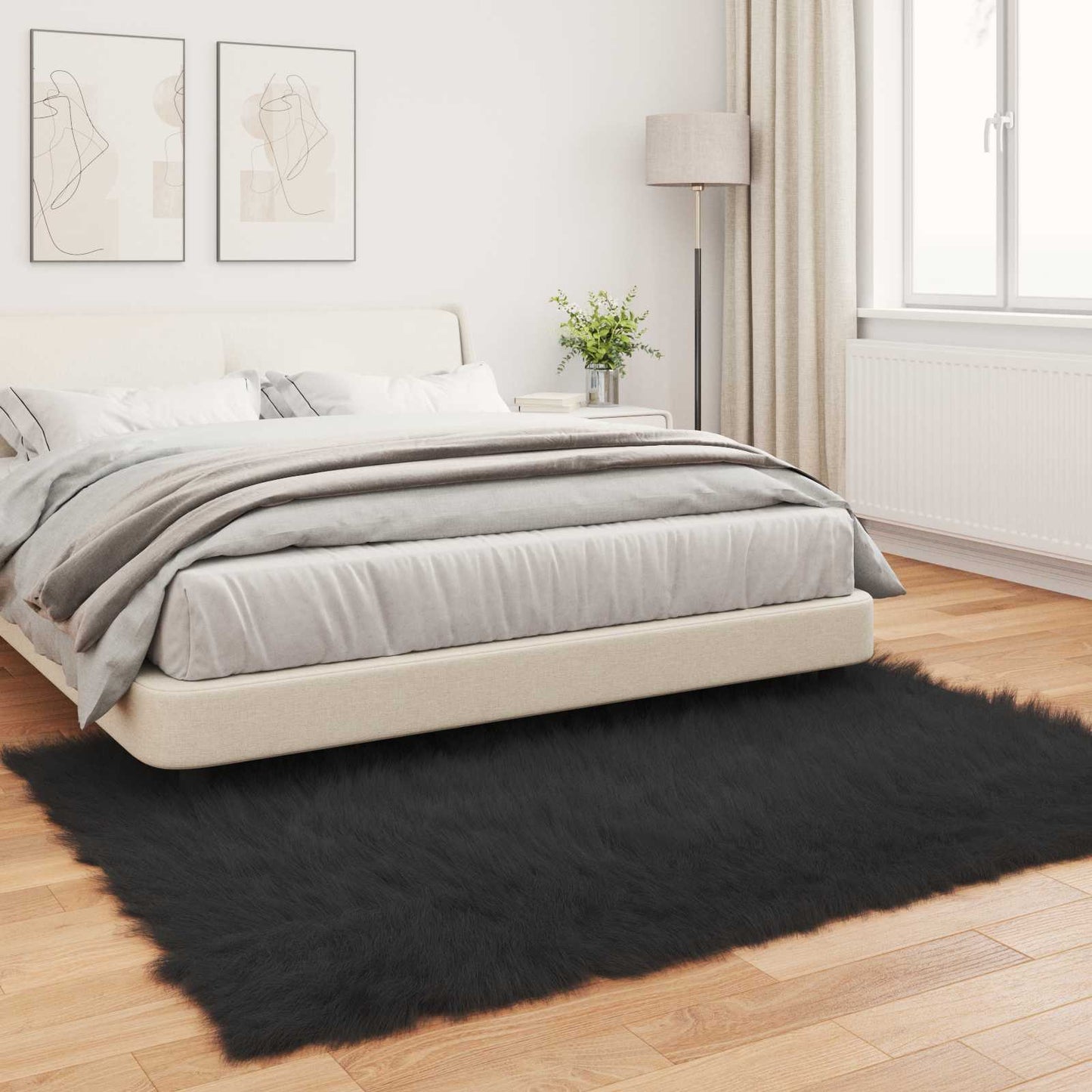 Tapis fausse fourrure mouton Tafalla Noir 200 x 280 cm Polyester