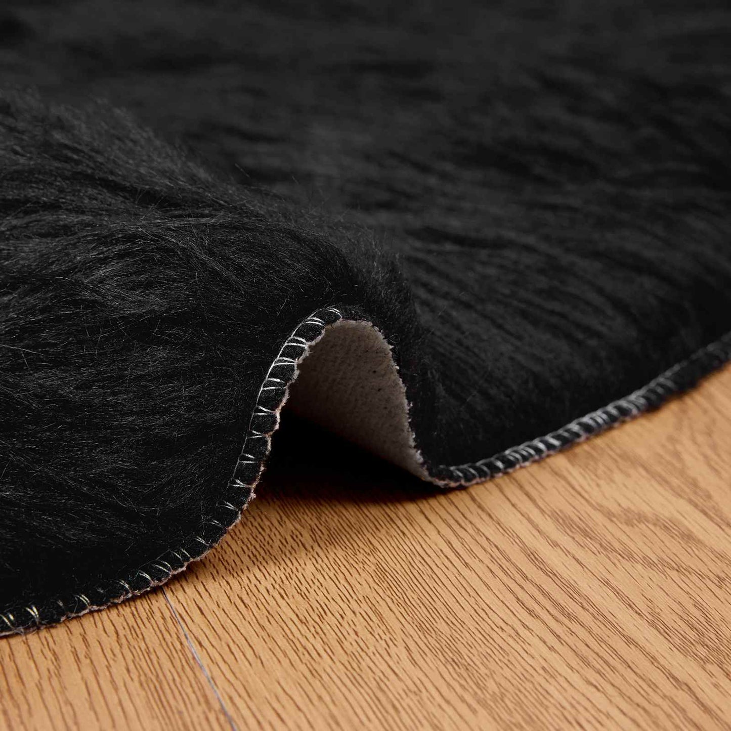 Tapis en fausse fourrure Tafalla Noir Ø 120 cm Polyester