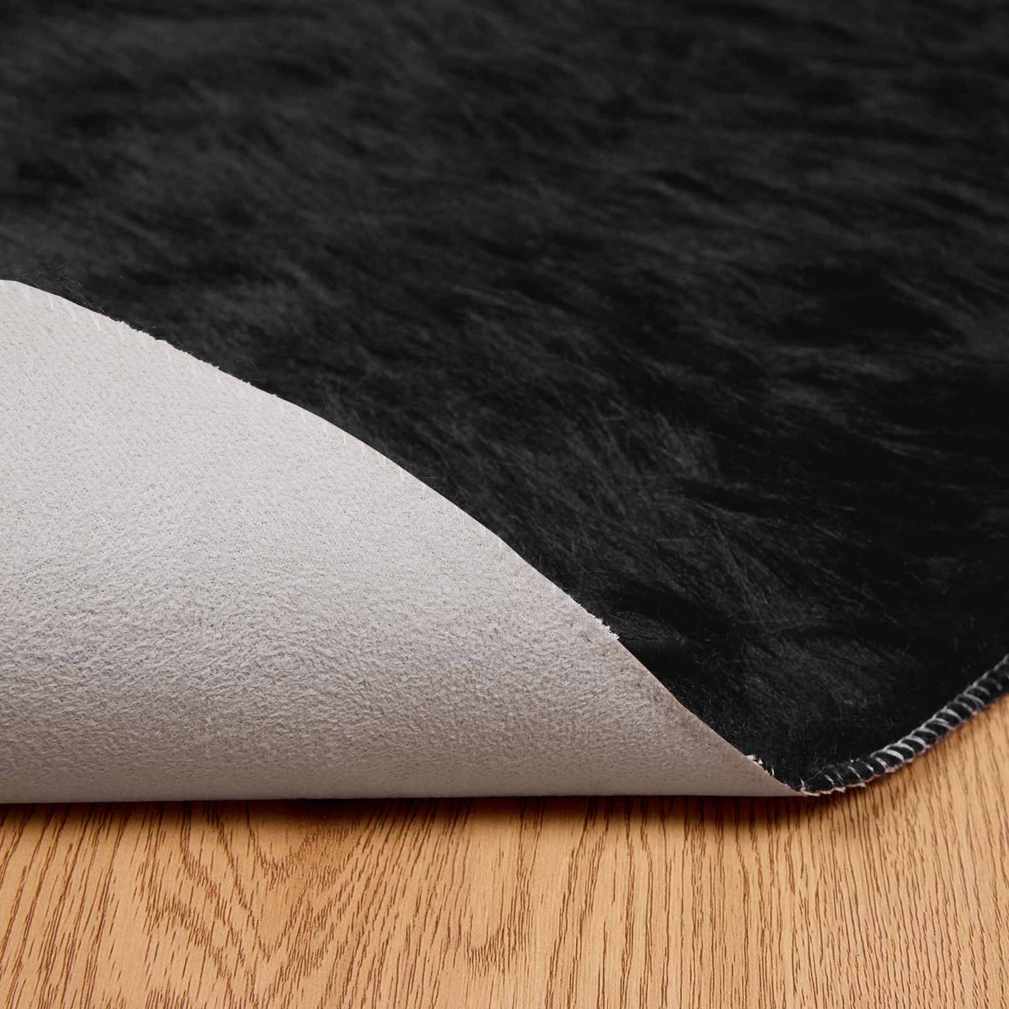 Tapis en fausse fourrure Tafalla Noir Ø 120 cm Polyester