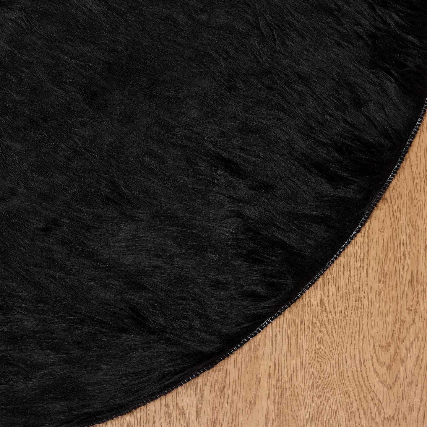 Tapis en peau de mouton synthétique Tafalla noir Ø 160 cm Polyester