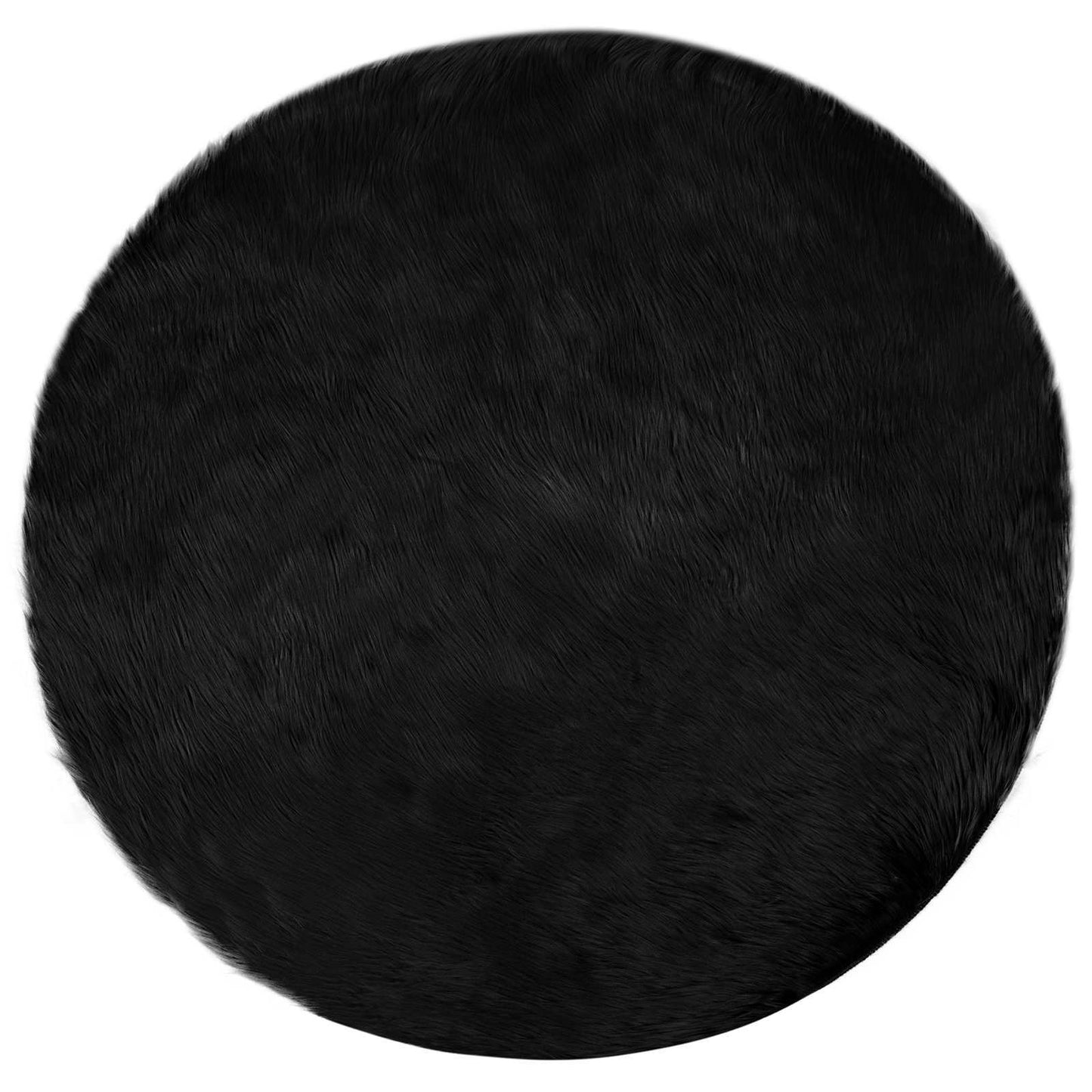 Tapis en peau de mouton synthétique Tafalla noir Ø 160 cm Polyester