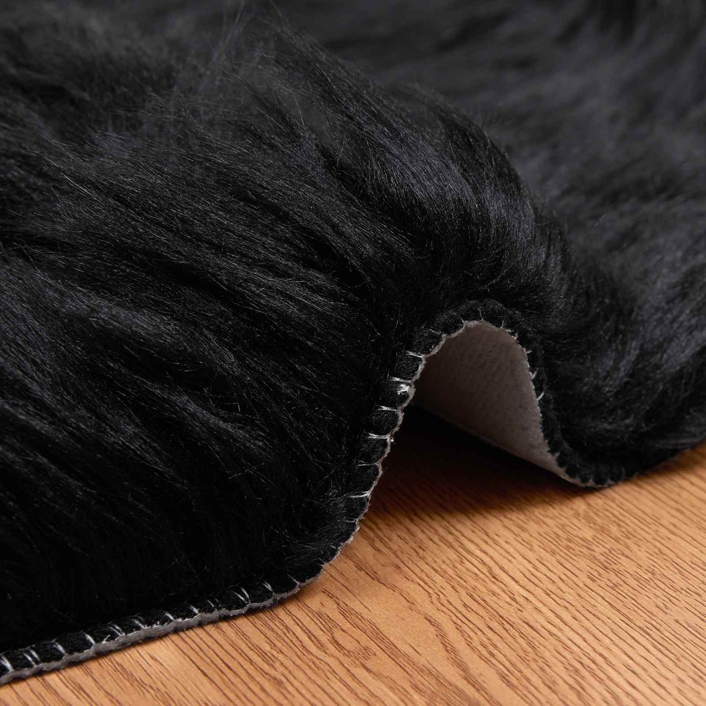 Tapis peau de mouton synthétique Tafalla Noir 50 x 80 cm Polyester