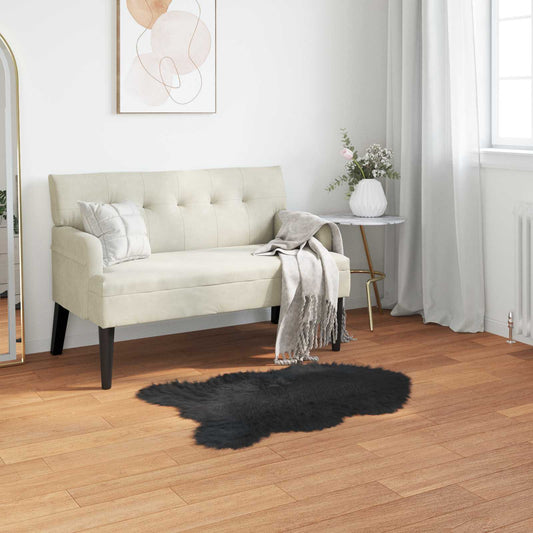Kunstschaffell Teppich Tafalla Schwarz 50 x 80 cm Polyester