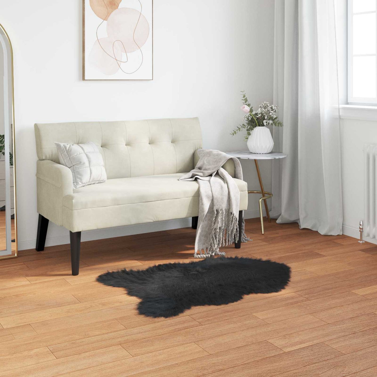 Tapis en fausse fourrure Tafalla Noir 60 x 90 cm Polyester