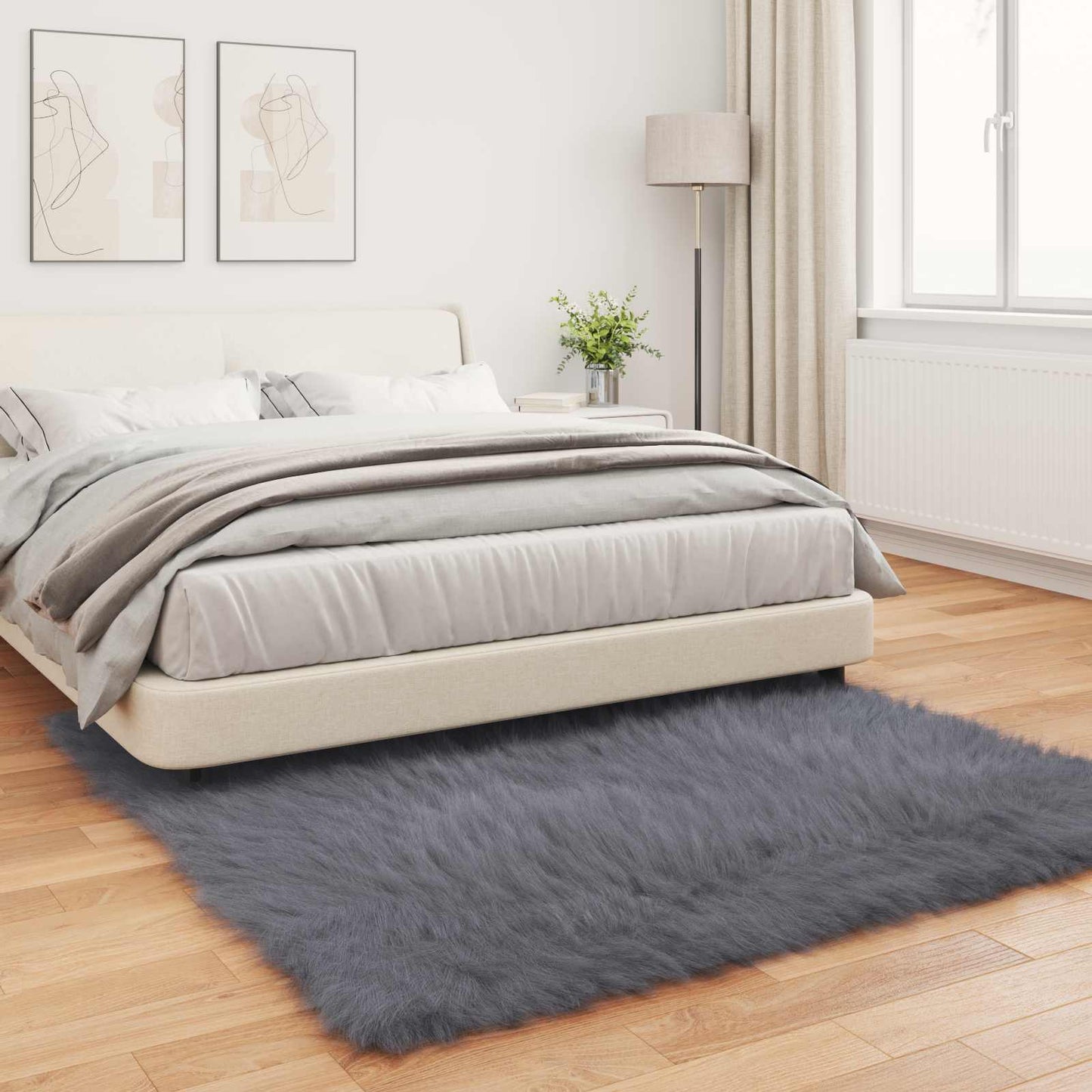 Kunstschaffell Teppich Tafalla Anthrazit 120 x 120 cm Polyester