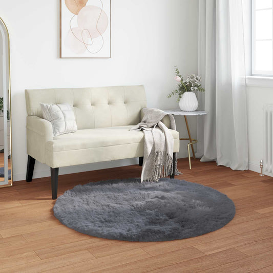 Kunstschaffell Teppich Tafalla Anthrazit Ø 80 cm Polyester