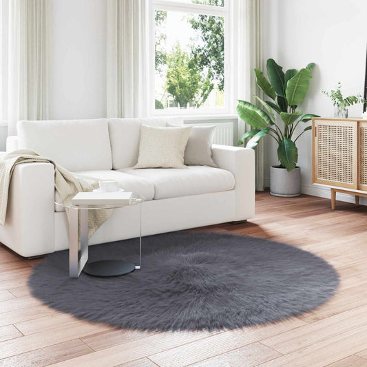 Kunstschaffell Teppich Tafalla Anthrazit Ø 200 cm Polyester