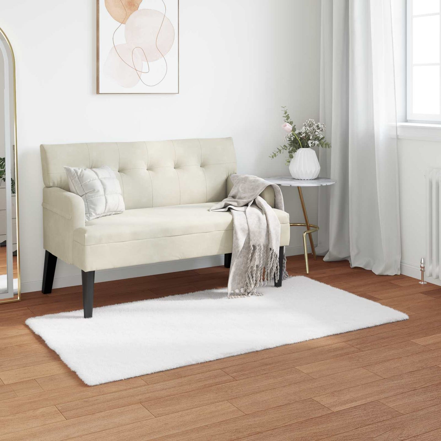 Faux Fur Rabbit Rug Olite White 80 x 150 cm Polyester