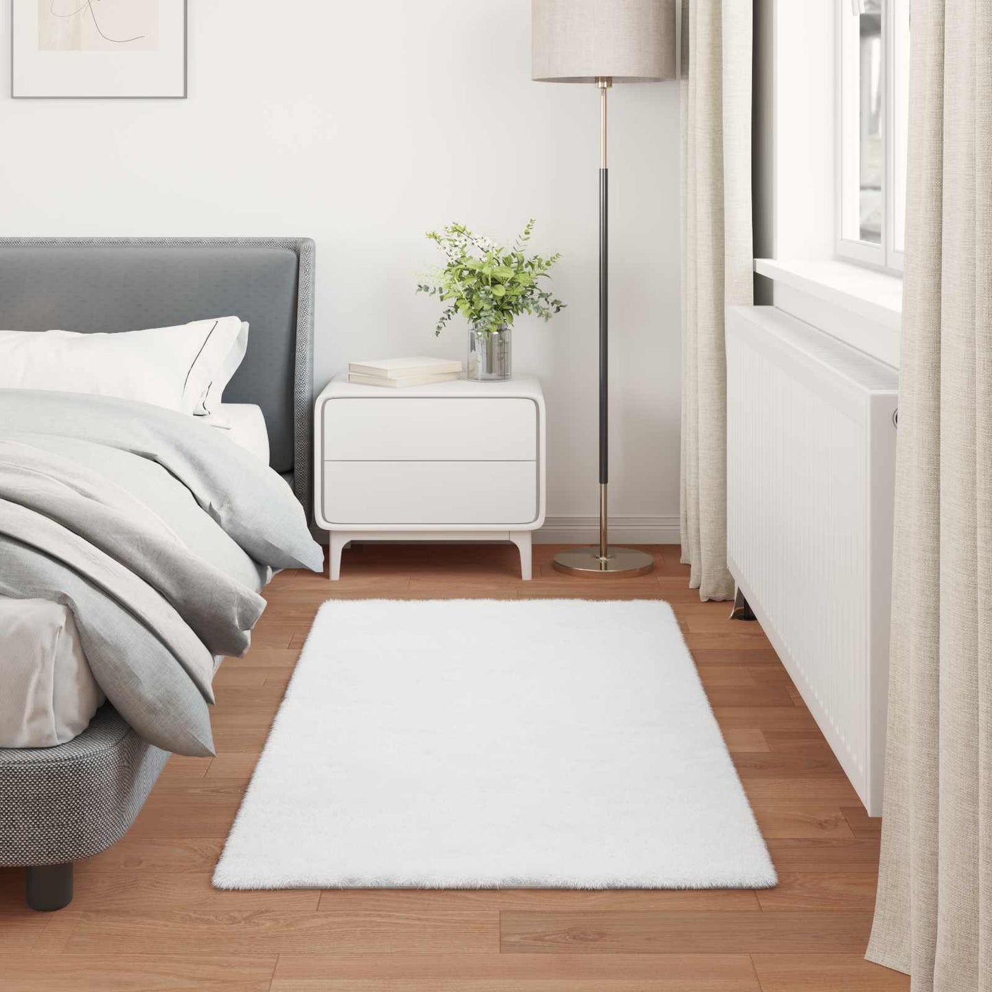 Faux Fur Rabbit Rug Olite White 80 x 150 cm Polyester