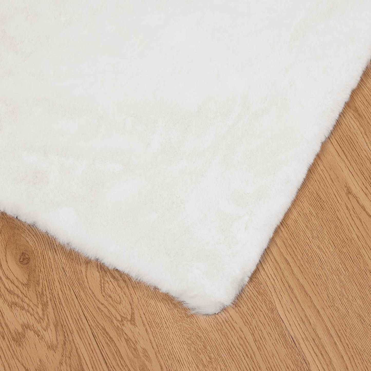 Kunstfell Hasen Teppich Olite Weiß 80 x 200 cm Polyester