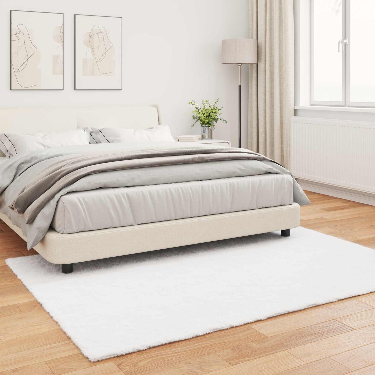 Tapis en fausse fourrure lapin Olite blanc 140 x 200 cm Polyester