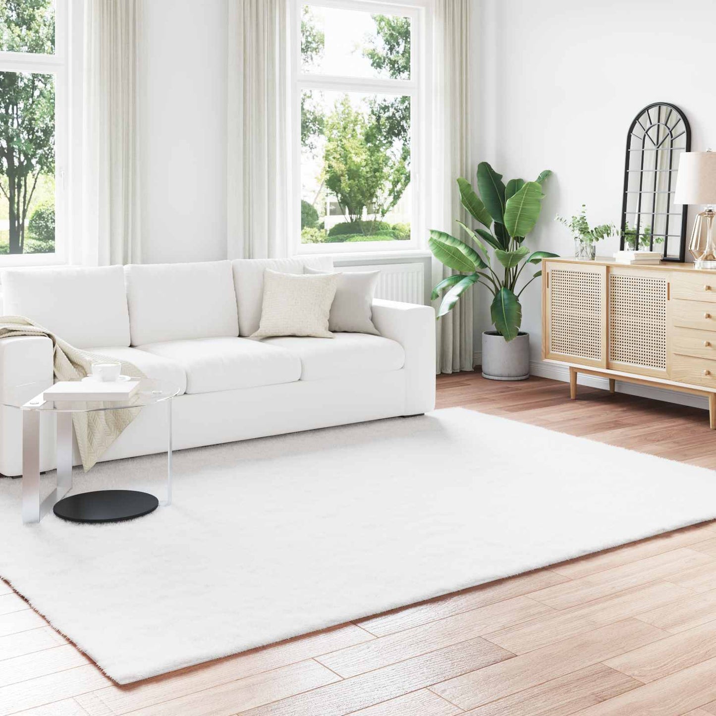 Tapis Olite Lapin en Fausse Fourrure Blanc 240 x 340 cm Polyester