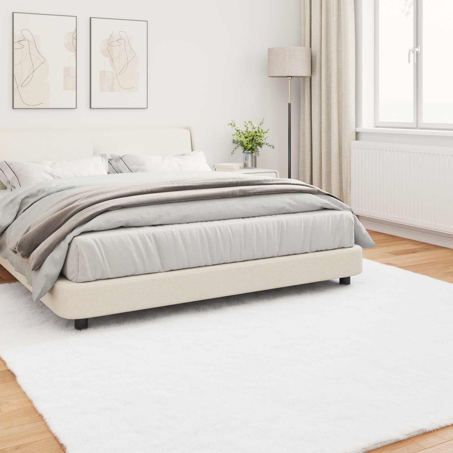 Kunstfell Hasen Teppich Olite Weiß 200 x 200 cm Polyester