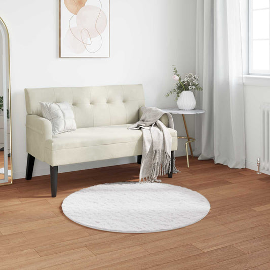 Faux Fur Rabbit Rug Olite White Ø 100 cm Polyester