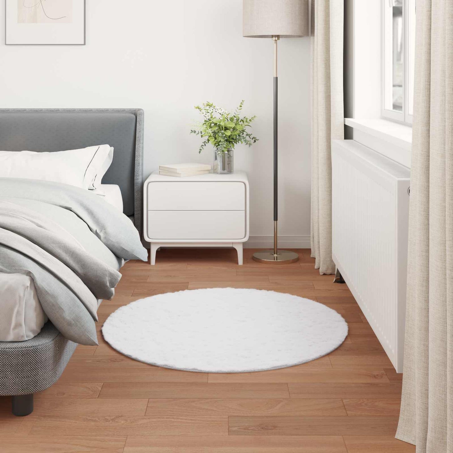 Tapis en fausse fourrure lapin Olite blanc Ø 120 cm polyester