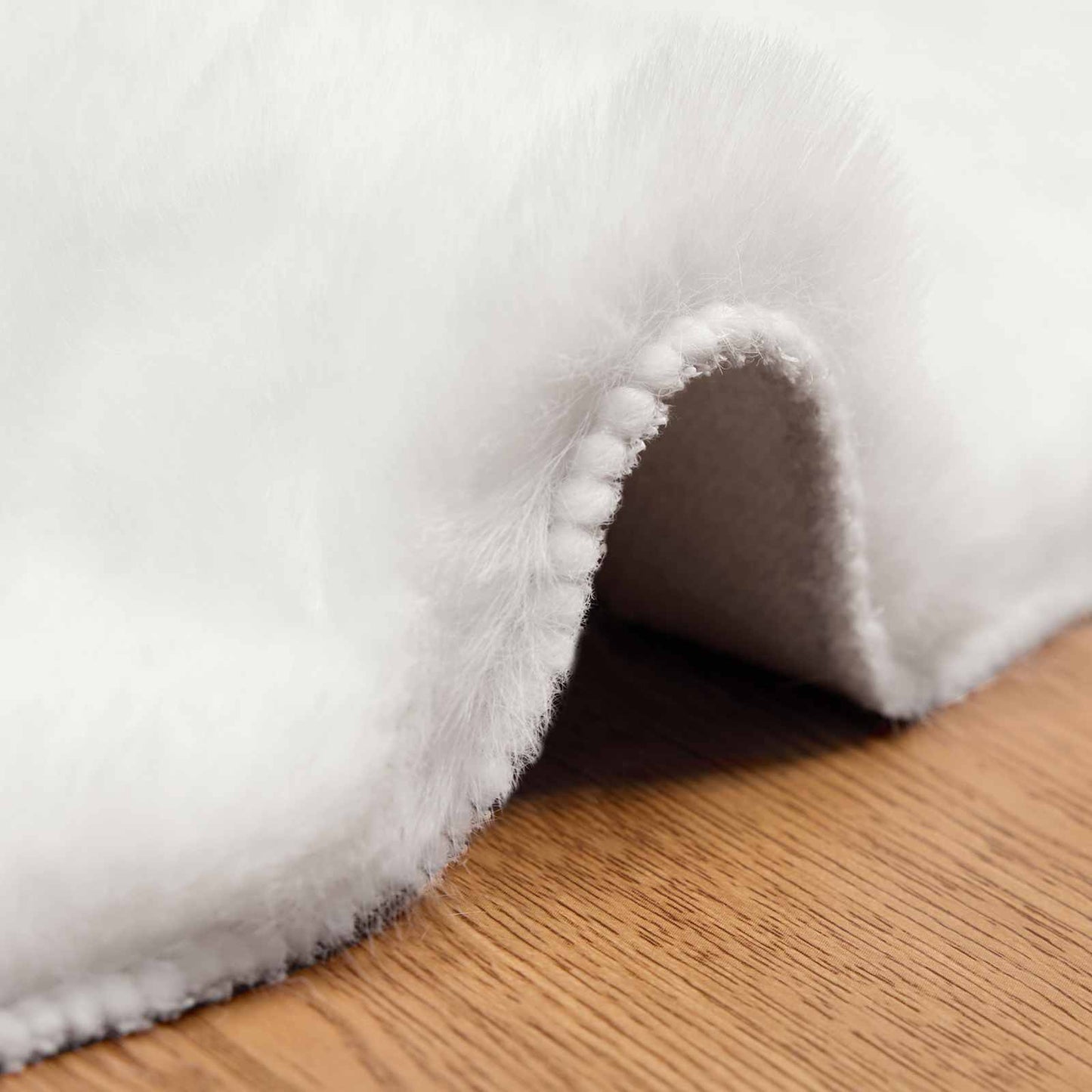 Kunstfell Hasen Teppich Olite Weiß Ø 160 cm Polyester