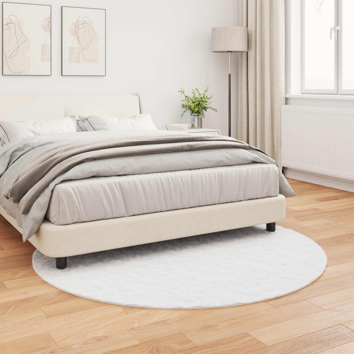 Kunstfell Hasen Teppich Olite Weiß Ø 160 cm Polyester