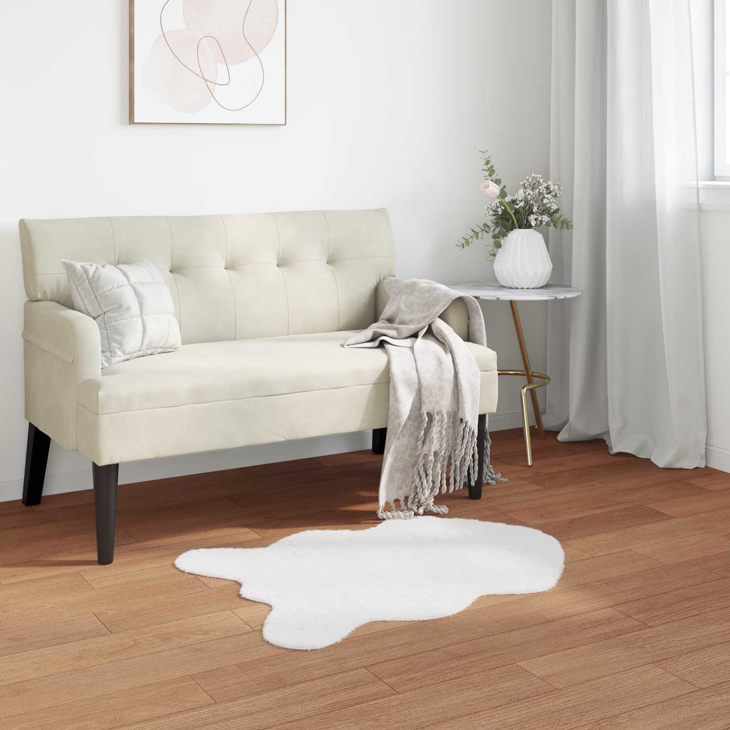 Tapis en fausse fourrure de lapin Olite blanc 50 x 80 cm polyester