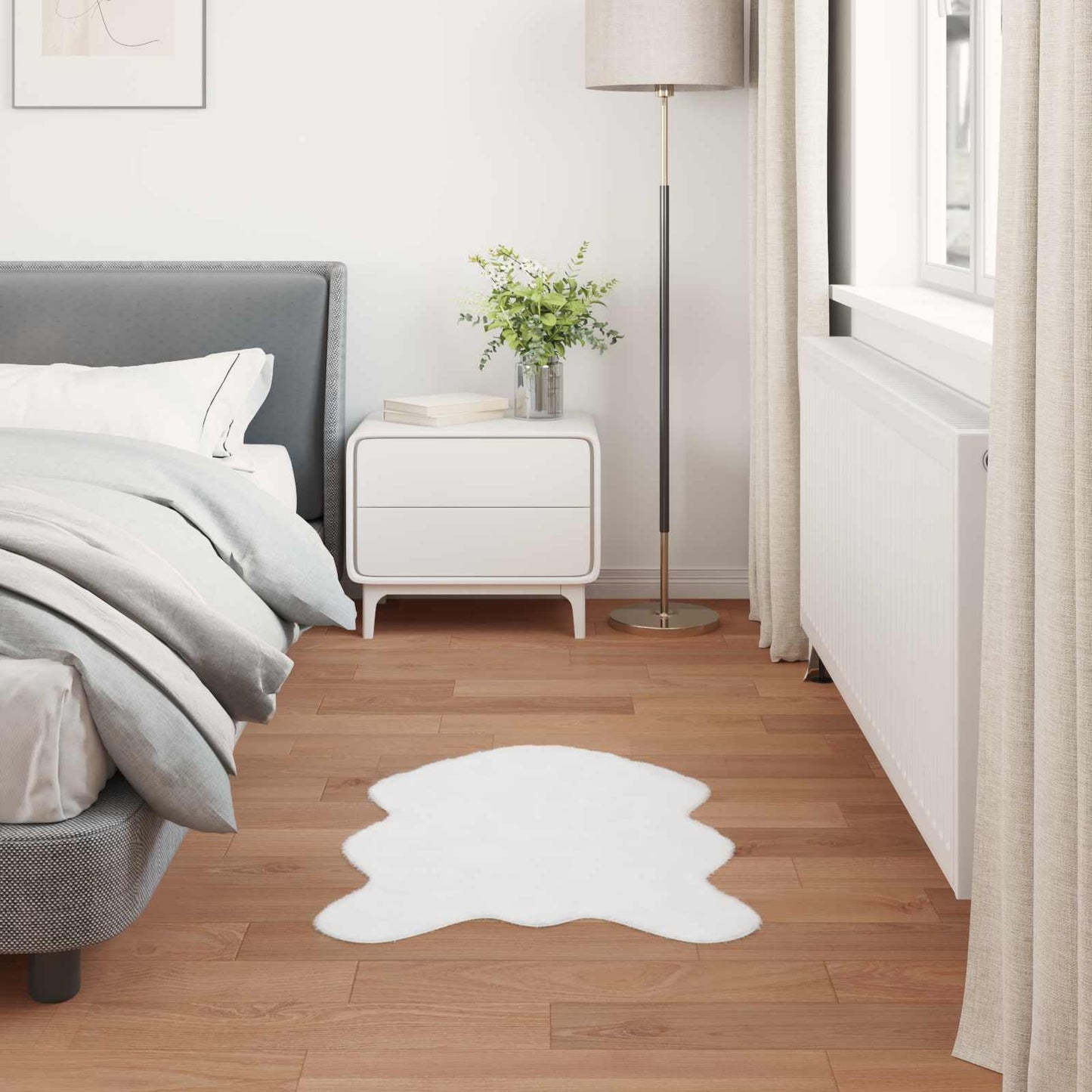Tapis en fausse fourrure de lapin Olite blanc 50 x 80 cm polyester