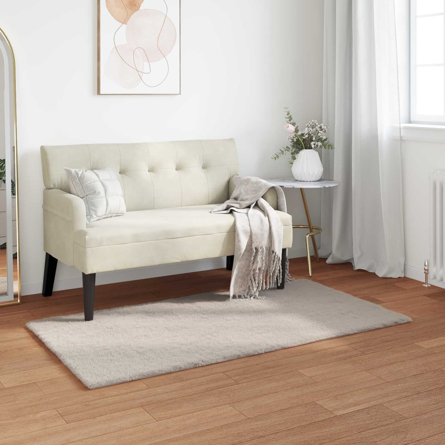 Faux Fur Rabbit Rug Olite Beige 80 x 150 cm Polyester