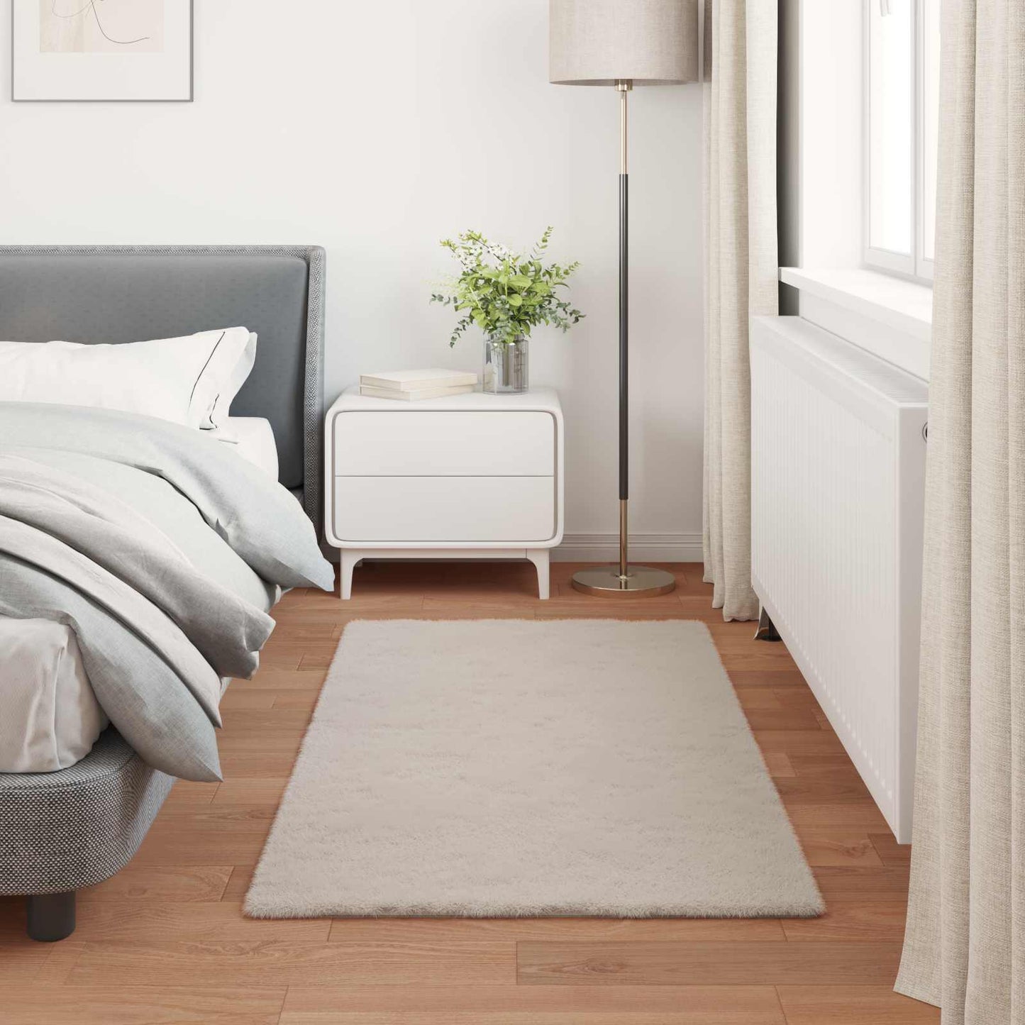 Faux Fur Rabbit Rug Olite Beige 80 x 150 cm Polyester