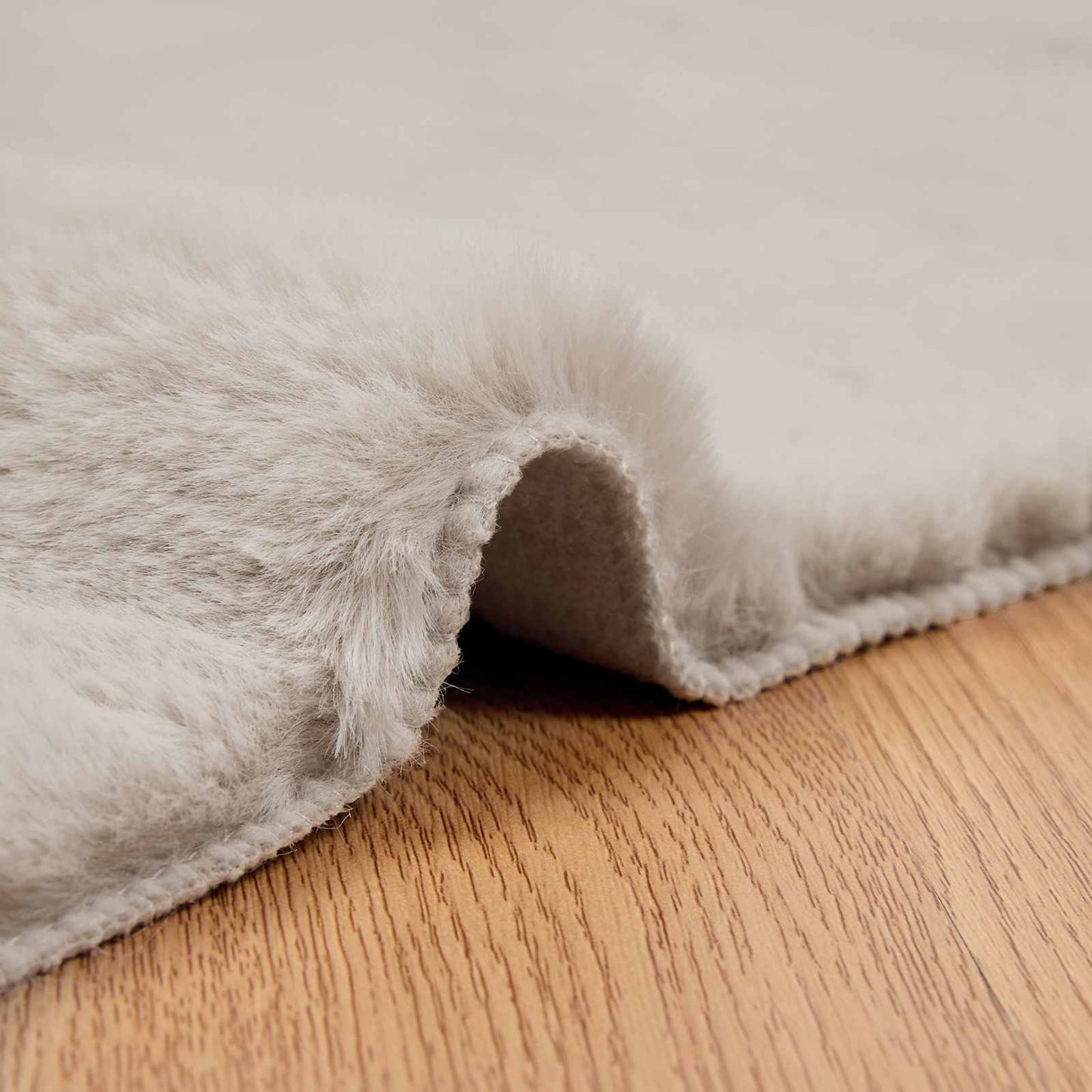 Faux Fur Rabbit Rug Olite Beige 80 x 250 cm Polyester