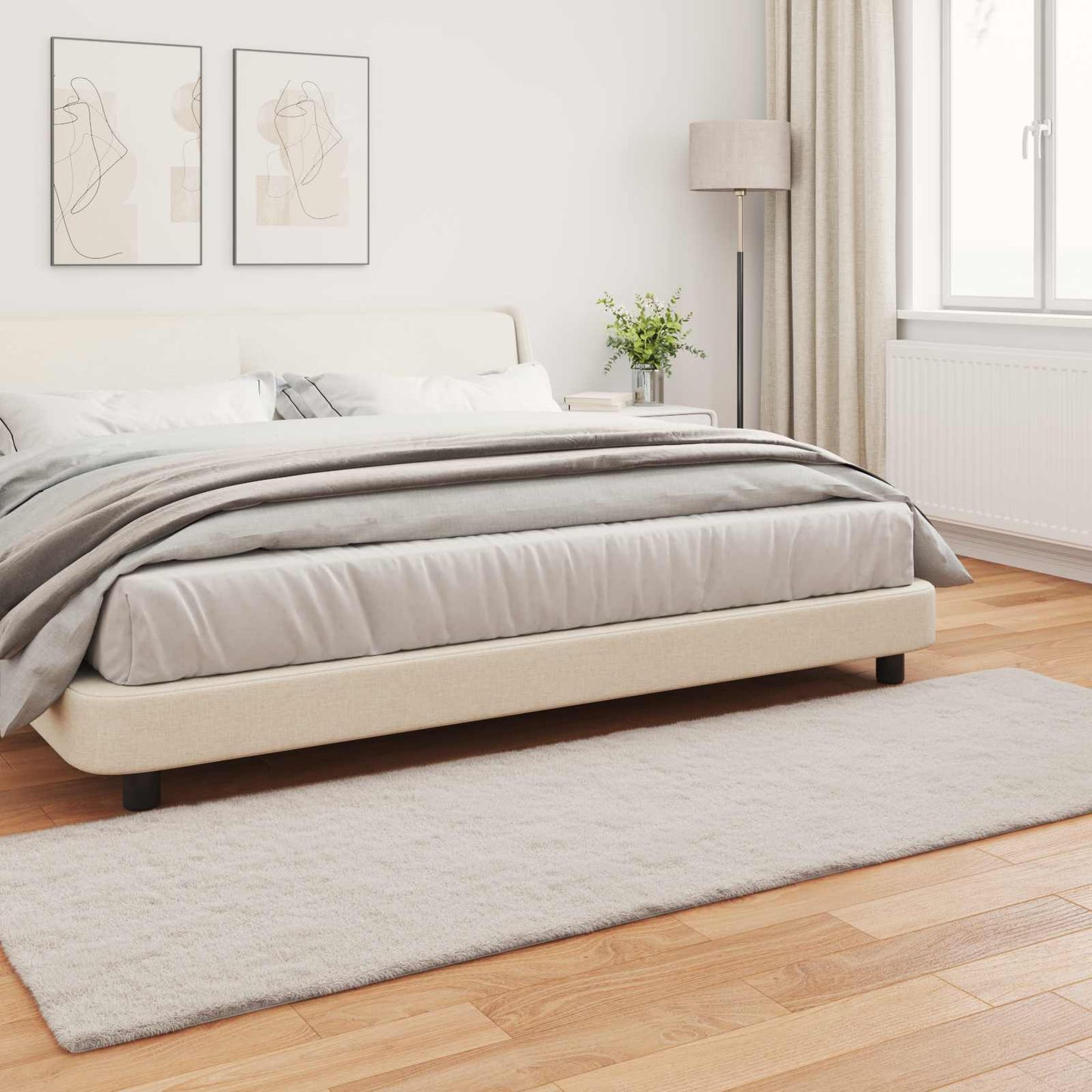Faux Fur Rabbit Rug Olite Beige 80 x 250 cm Polyester