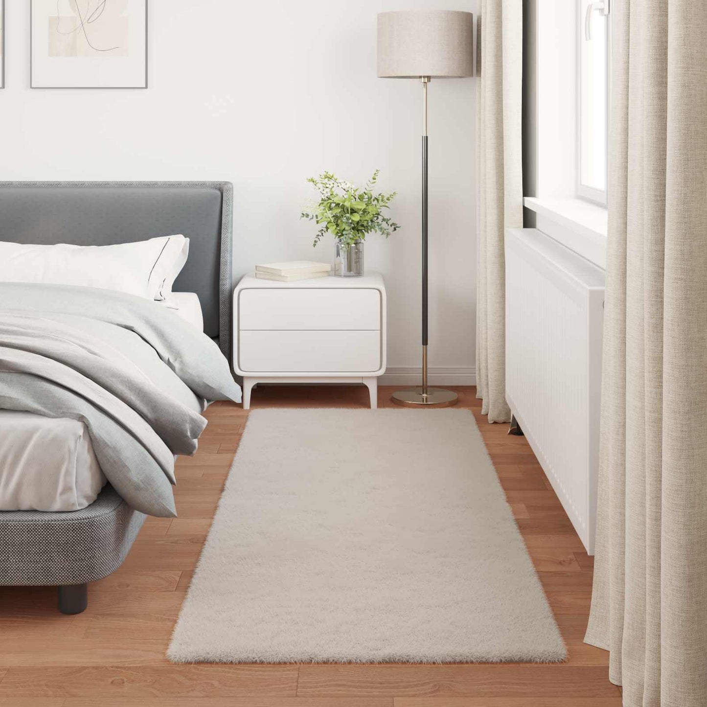 Kunstfell Hasen Teppich Olite Beige 100 x 200 cm Polyester