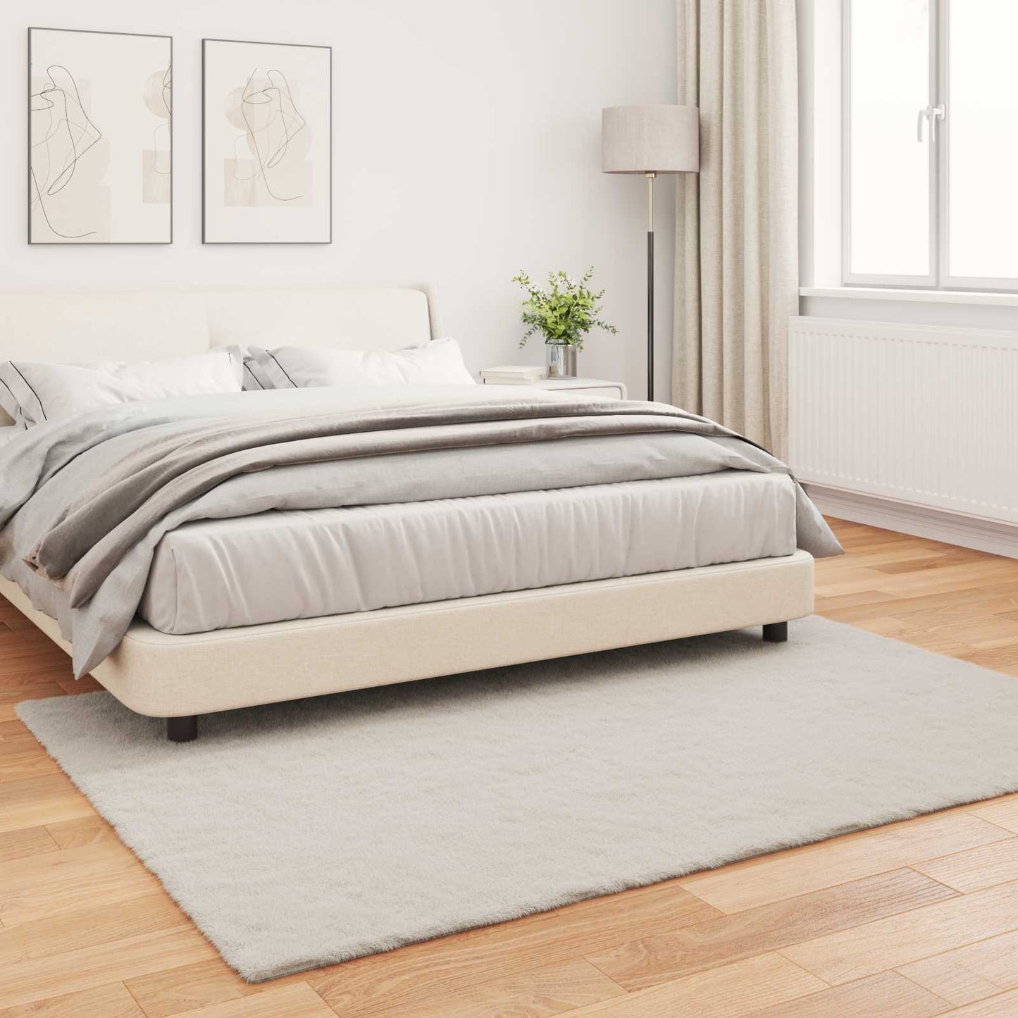 Kunstfell Hasen Teppich Olite Beige 160 x 230 cm Polyester