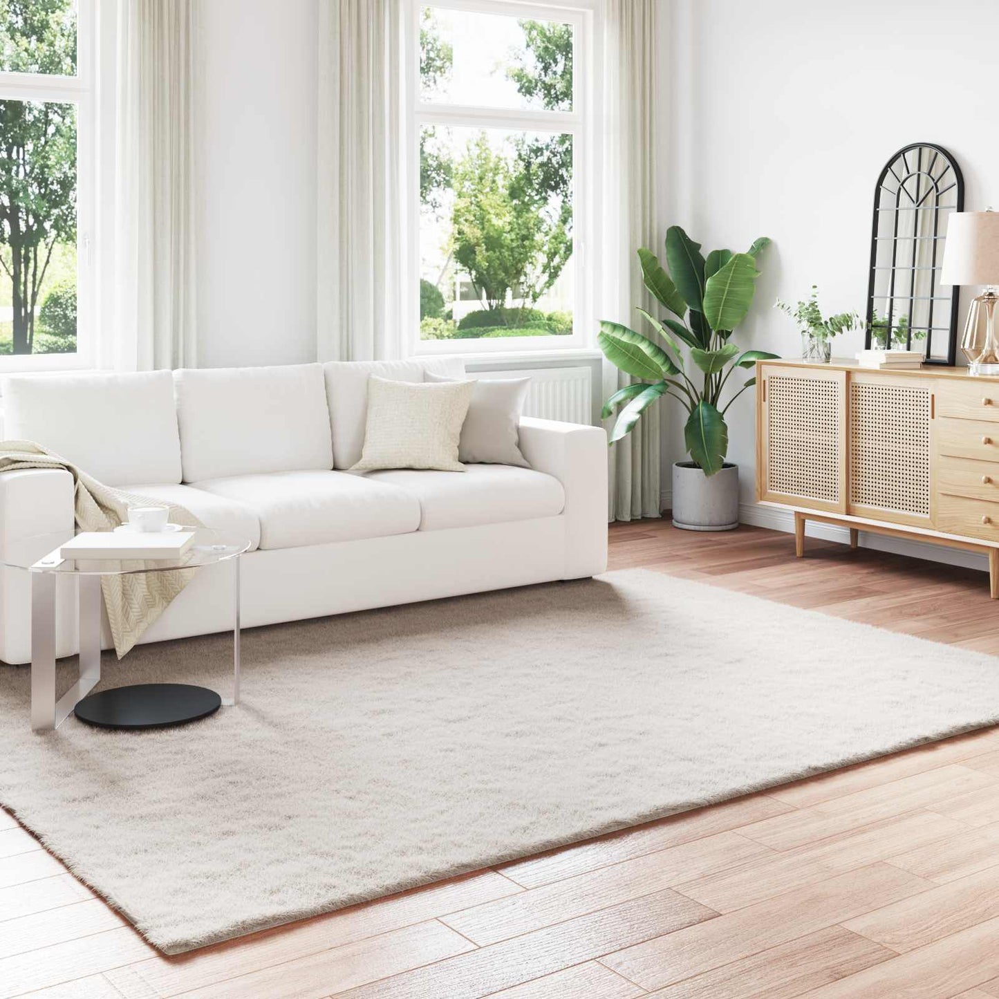 Kunstfell Hasen Teppich Olite Beige 200 x 280 cm Polyester