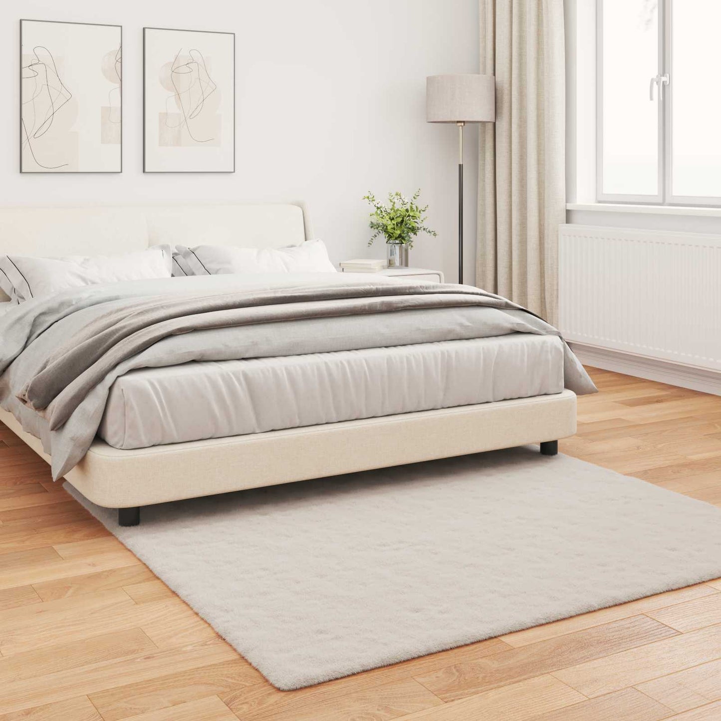 Tapis en fausse fourrure de lapin Olite Beige 160 x 160 cm Polyester