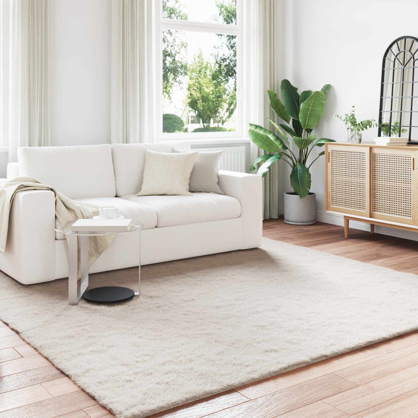 Tapis en fausse fourrure de lapin Olite Beige 240 x 240 cm Polyester