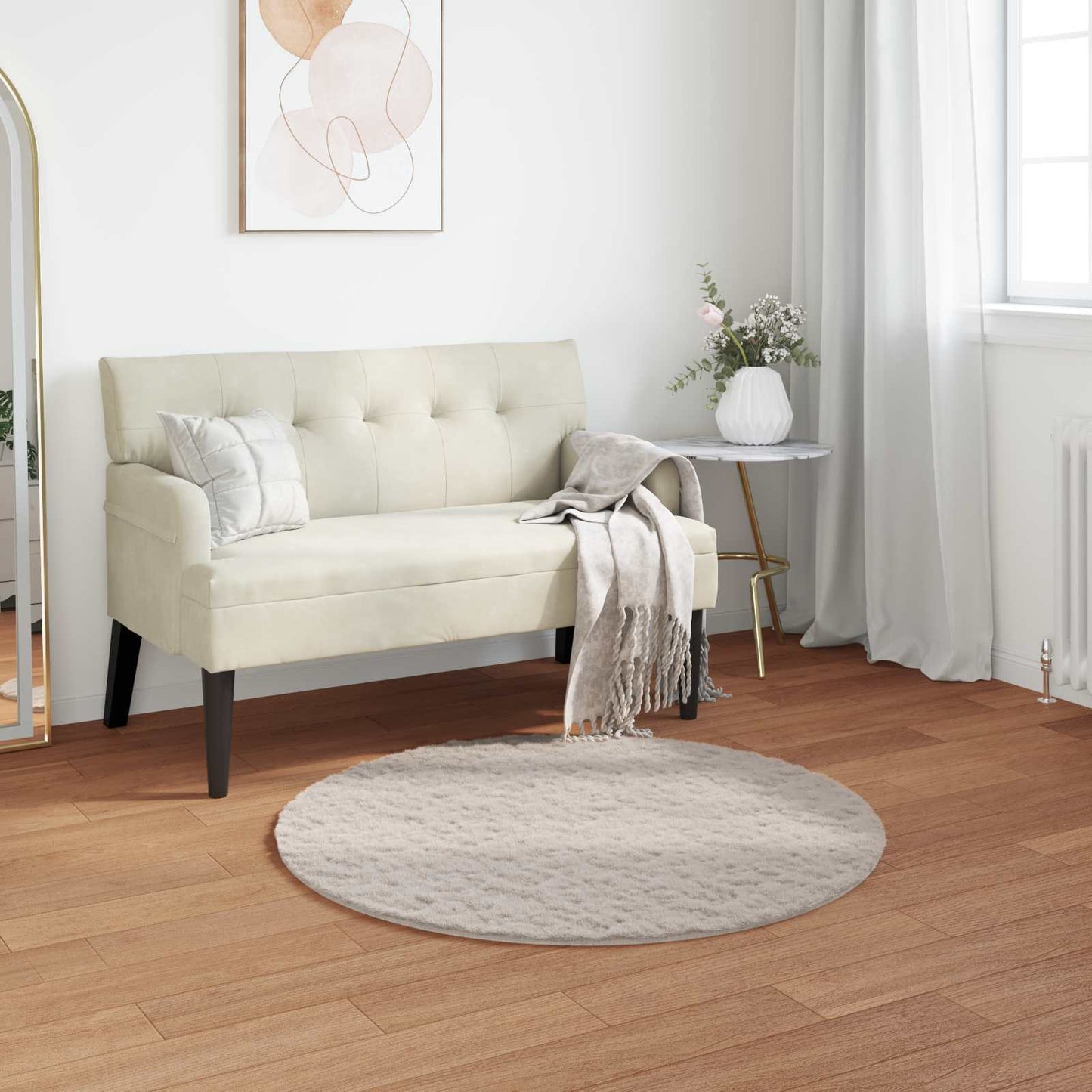 Tapis en fausse fourrure lapin Olite Beige Ø 120 cm Polyester