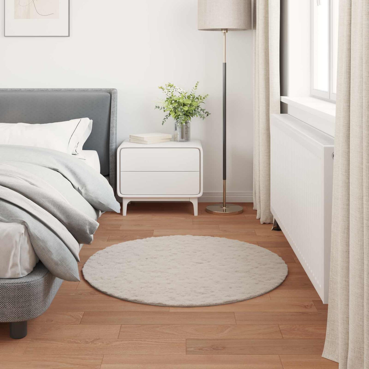 Tapis en fausse fourrure lapin Olite Beige Ø 120 cm Polyester