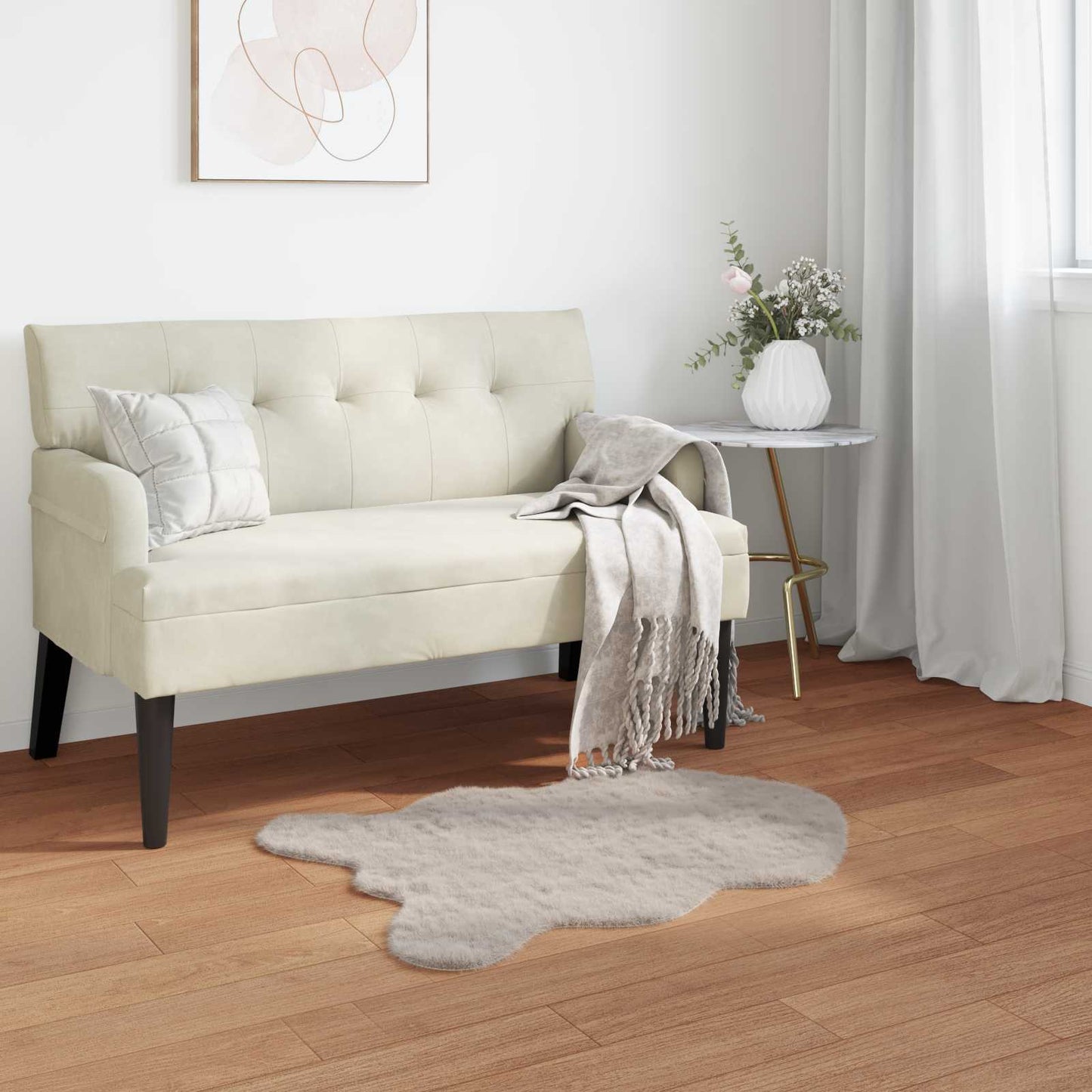 Kunstfell Hasen Teppich Olite Beige 80 x 120 cm Polyester