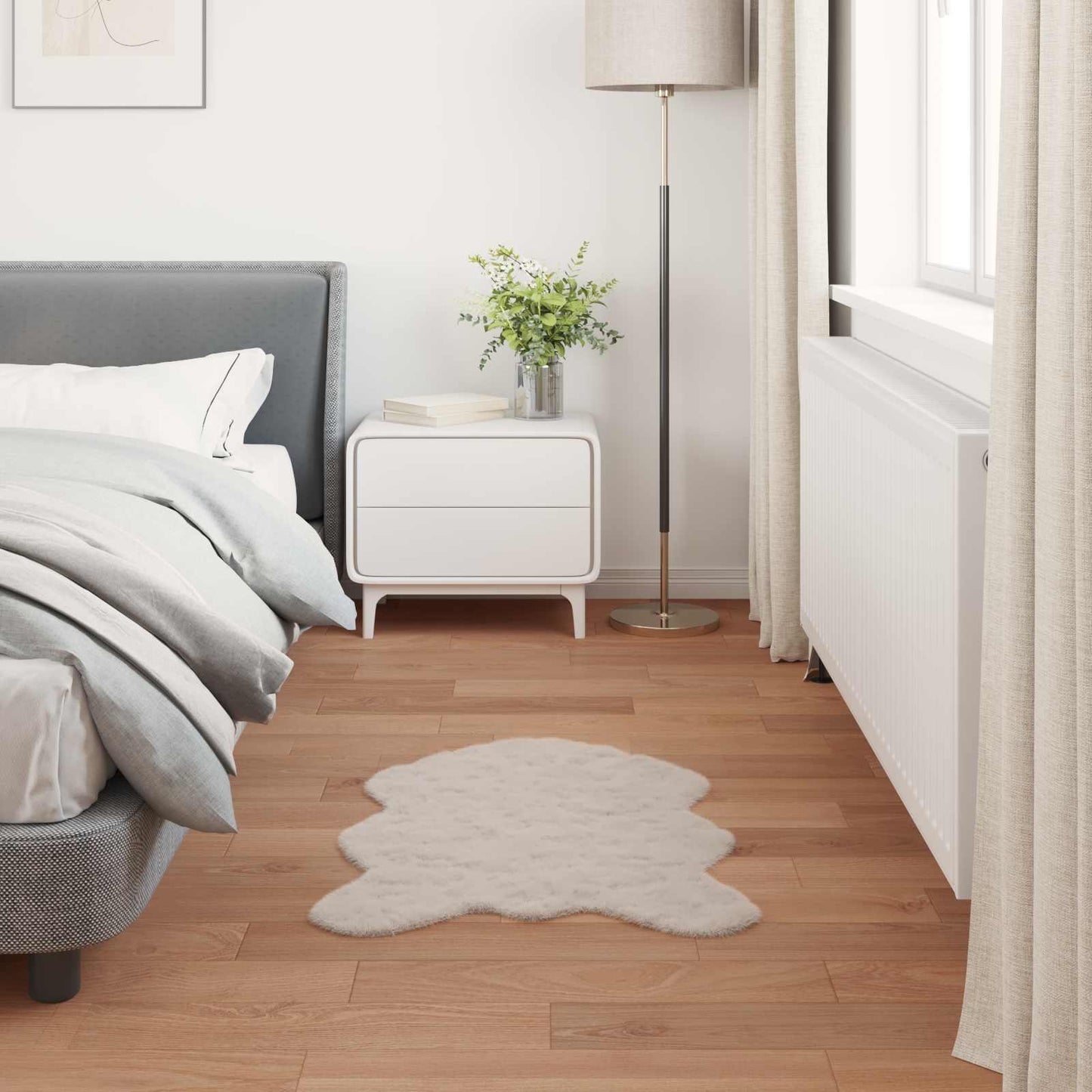Kunstfell Hasen Teppich Olite Beige 80 x 120 cm Polyester