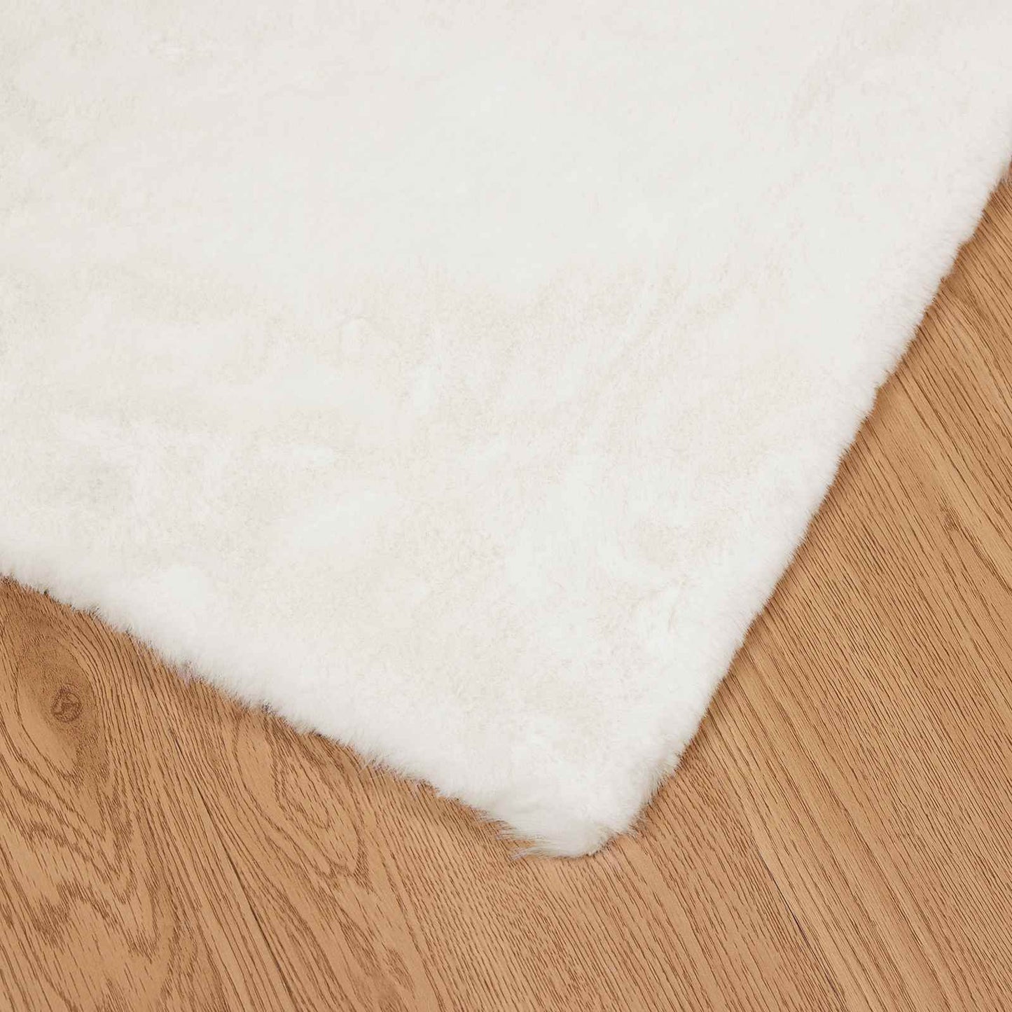 Faux Fur Rabbit Rug Olite Cream 80 x 150 cm Polyester