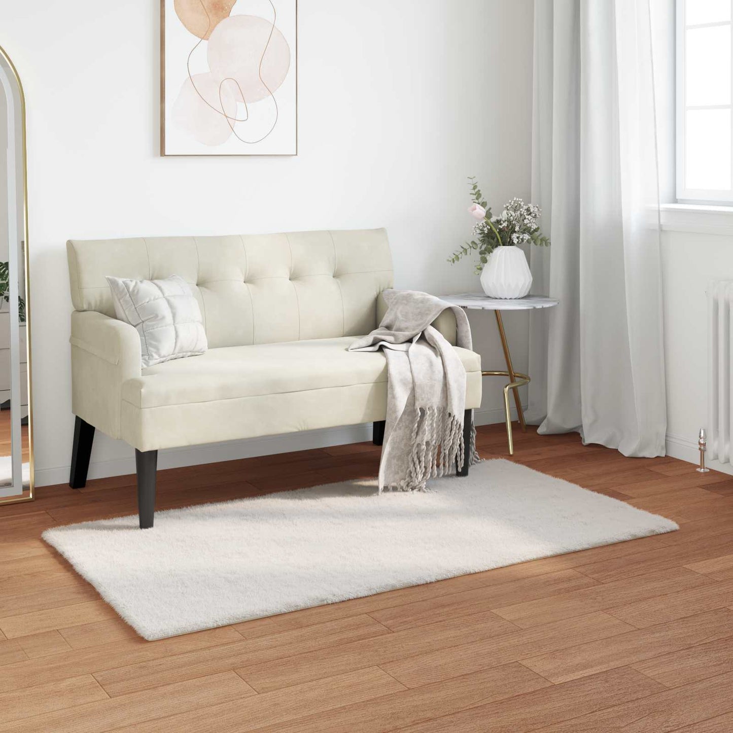 Faux Fur Rabbit Rug Olite Cream 80 x 150 cm Polyester