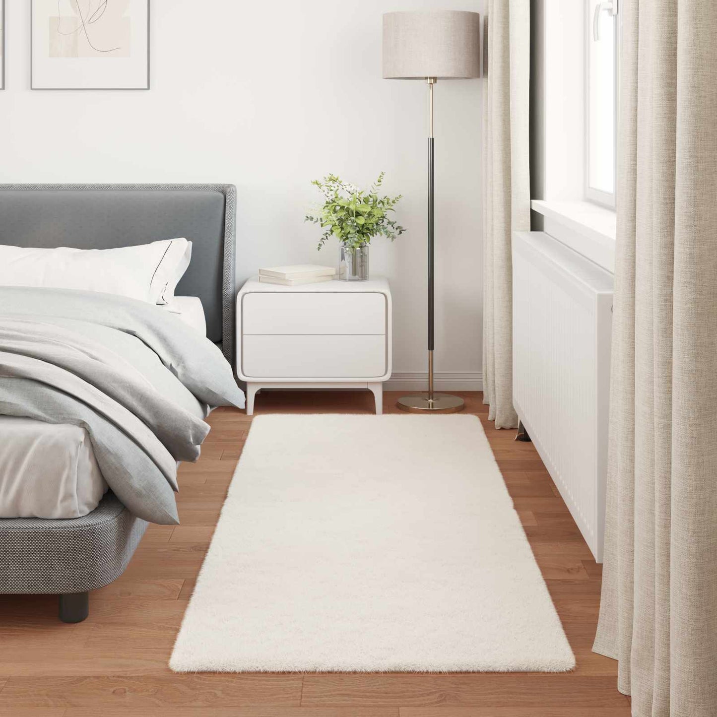 Tapis en fausse fourrure de lapin Olite Crème 100 x 200 cm Polyester