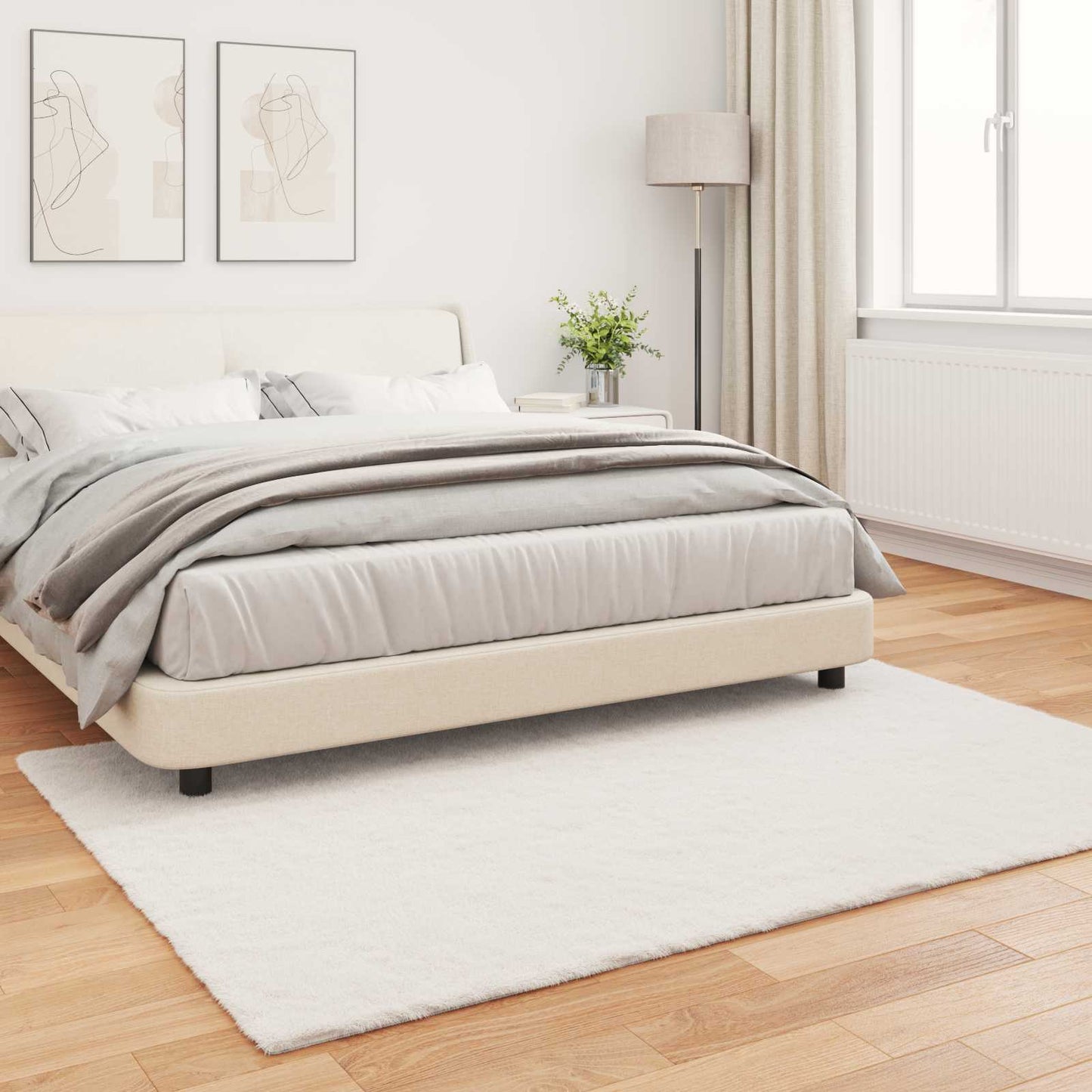 Kunstfell Hasen Teppich Olite Creme 140 x 200 cm Polyester